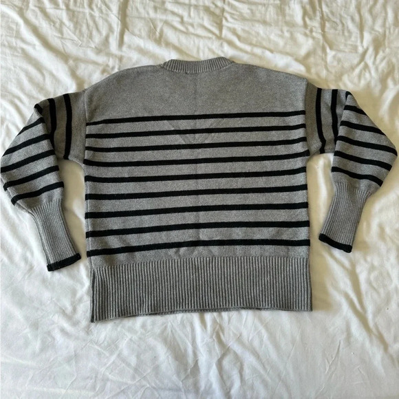philosophy grey and black striped crewneck knit sweater size medium - Picture 5 of 8